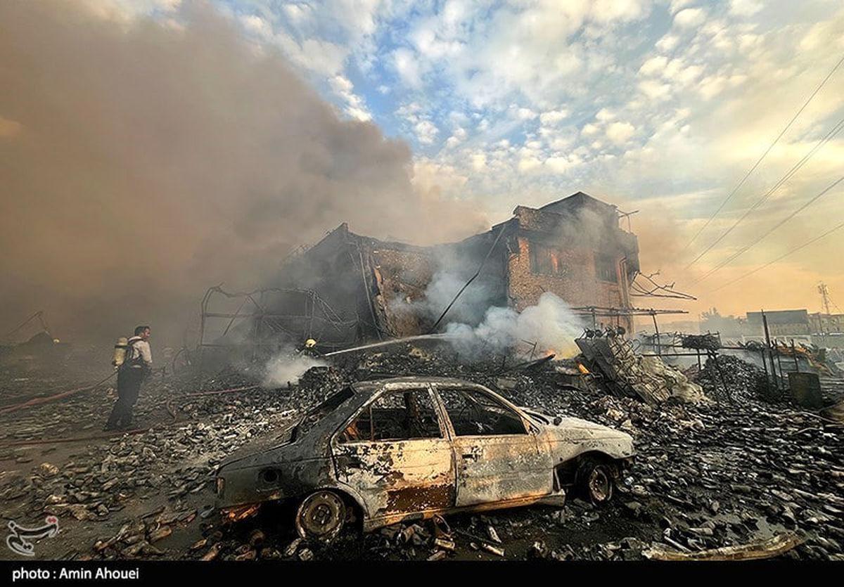 شمار مصدومان آتش‌سوزی در بازار آهن شاداباد