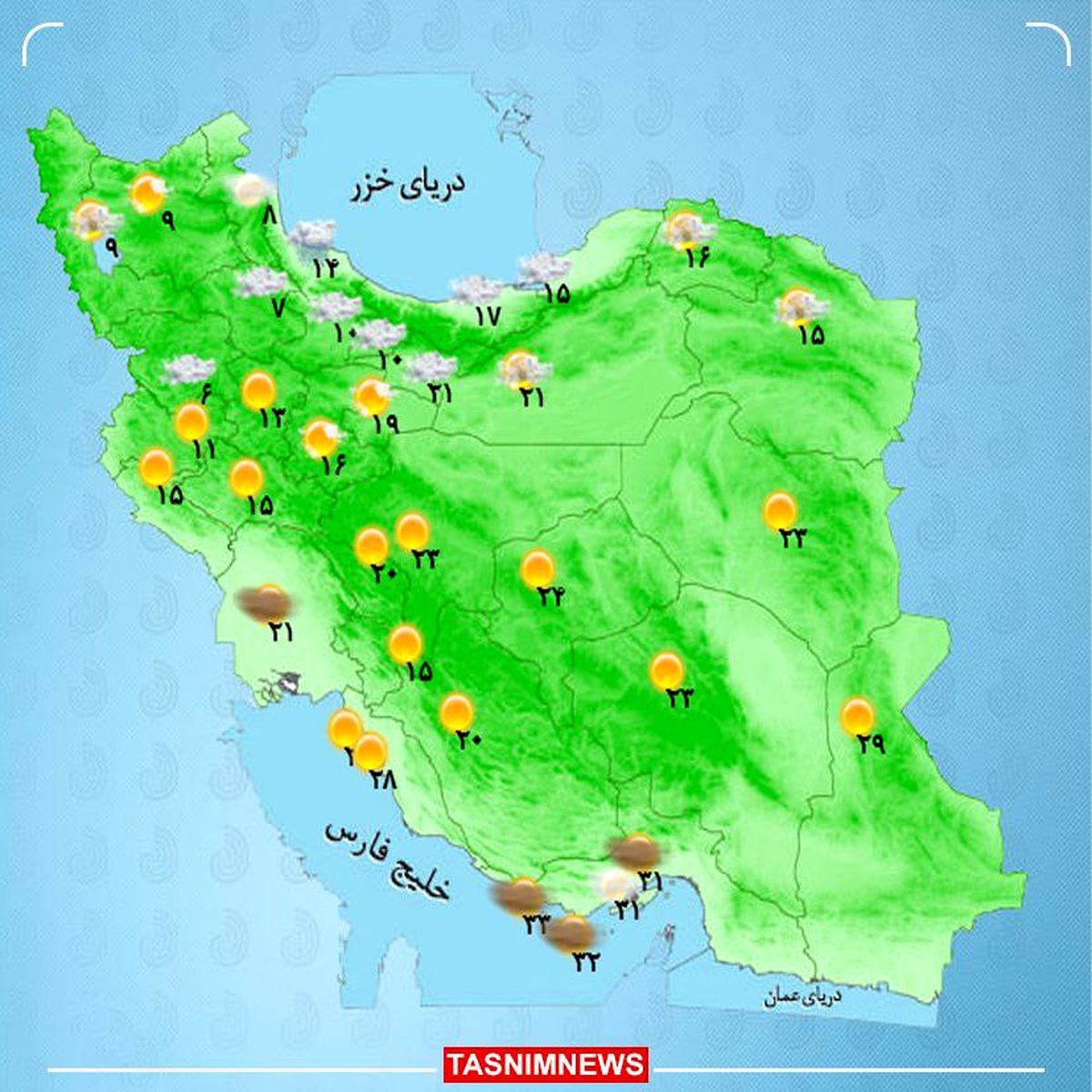 رگبار پراکنده در مرکز و شرق کشور   هشدار بارش باران و برف در ۱۶ استان + نقشه