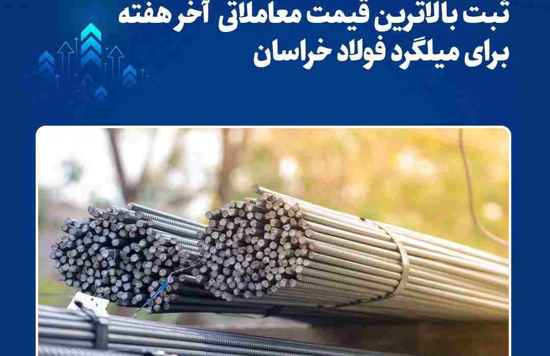 ثبت بالاترین قیمت معاملاتی آخر هفته برای میلگرد فولاد خراسان