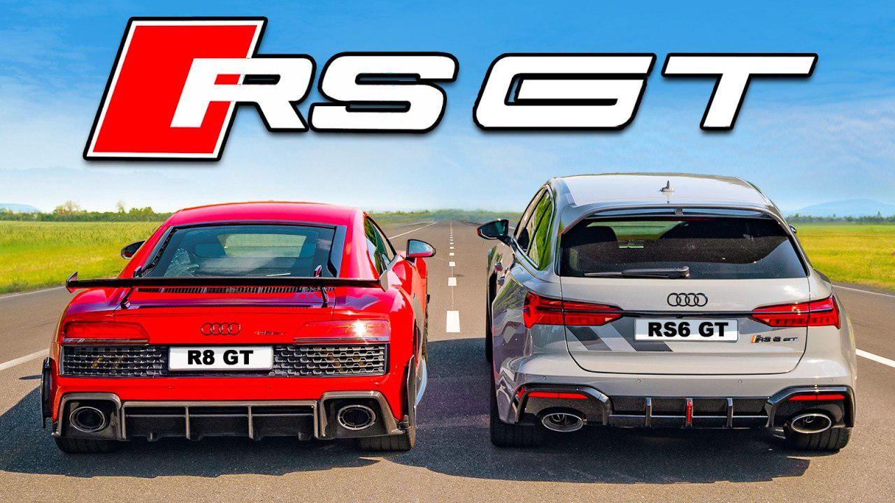 درگ آئودی RS6 GT با R8 GT، استیشن در برابر سوپراسپرت