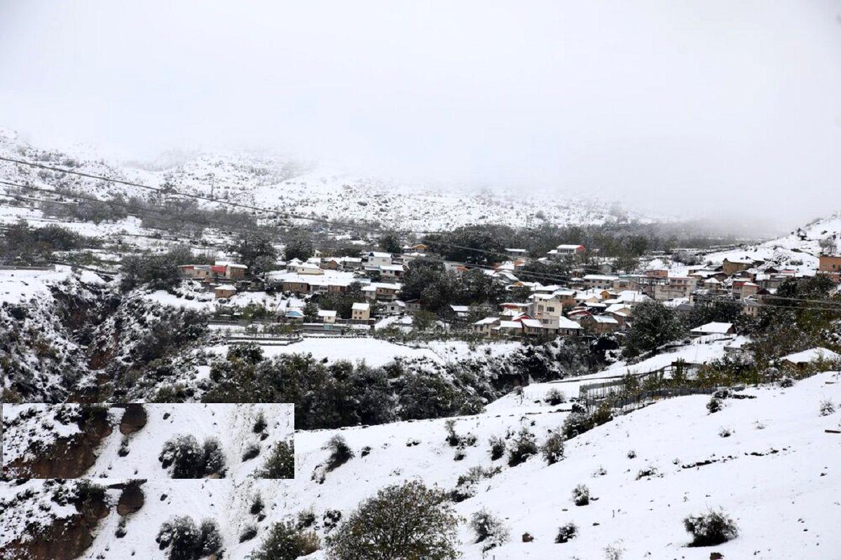 (تصاویر) بارش برف در مناطق کوهستانی شهمیرزاد   استان سمنان