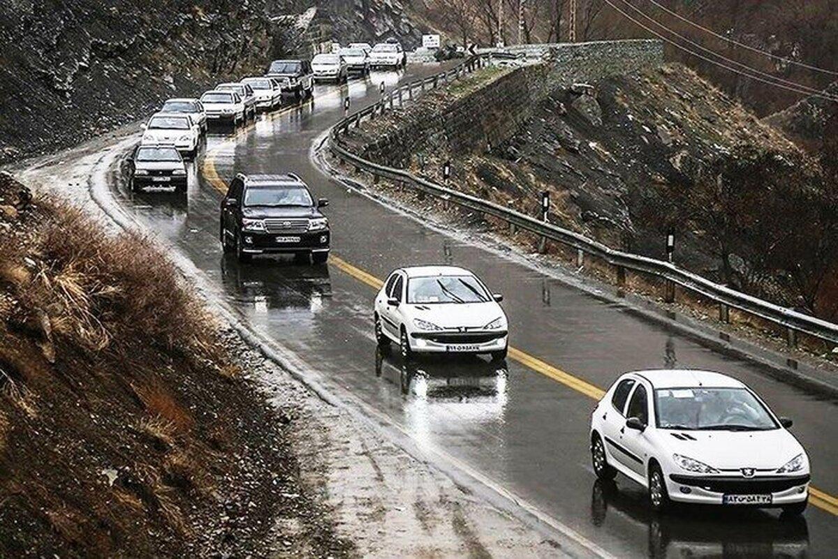 بارش برف و باران و لغزندگی جاده کرج   چالوس