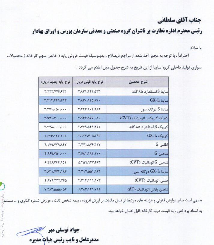 اعلام رسمی افزایش قیمت محصولات ایرانخودرو و سایپا+ فهرست قیمتهای جدید