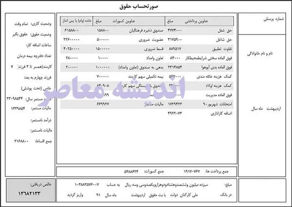 فیش حقوقی فرهنگیان