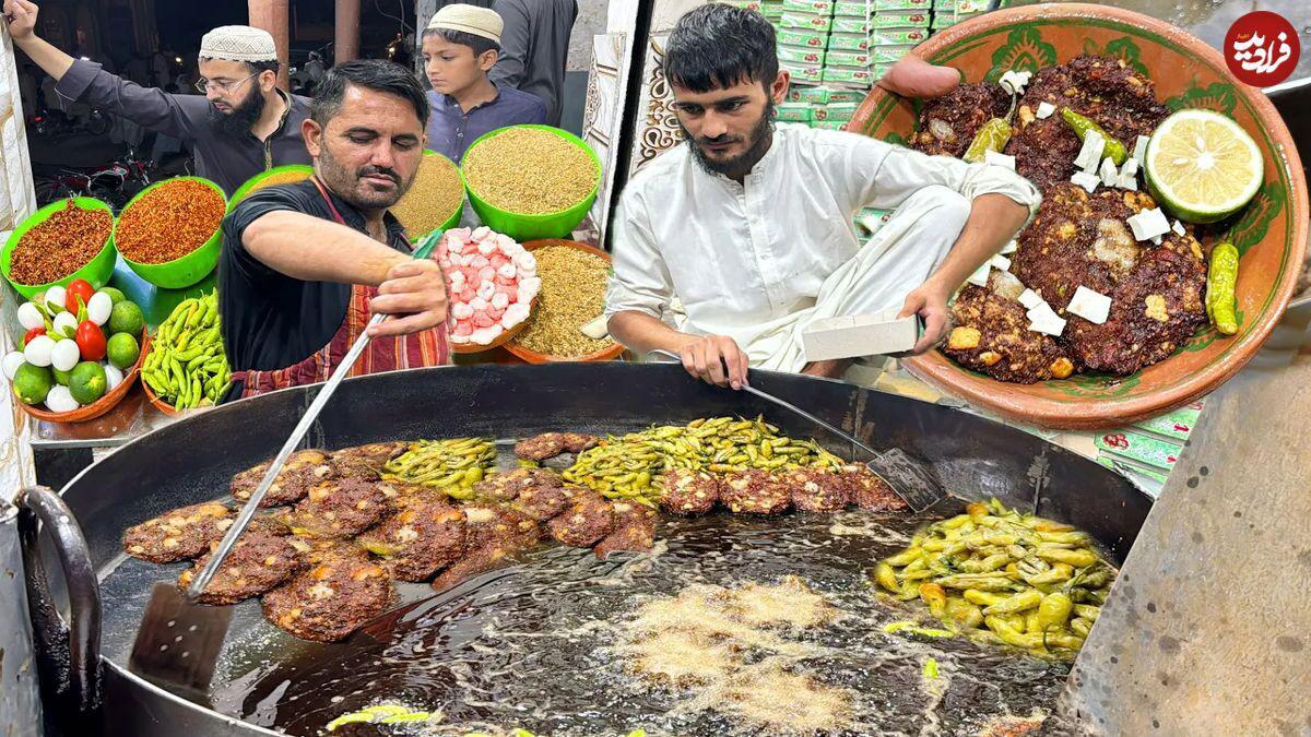 غذای خیابانی در پاکستان؛ پخت چپلی کباب در پیشاور